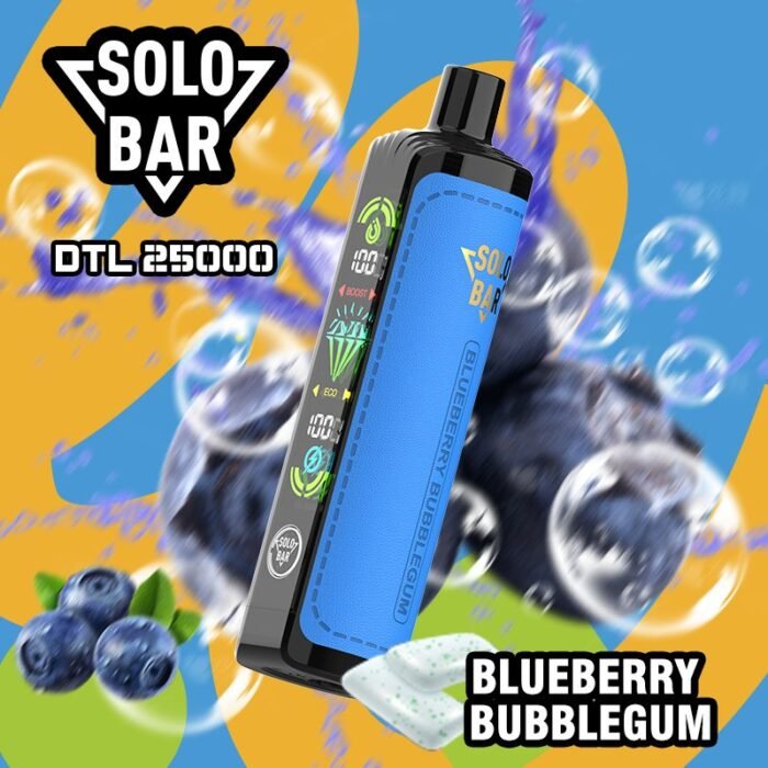 SOLO SMOKER BAR BLOEBERRY BUBBLEGUM*: - نكهة التوت الأزرق مع لمسة من علكة الفقاعات التي تعيدك إلى ذكريات الطفولة. تجربة تدخين ممتعة وحلوة.
